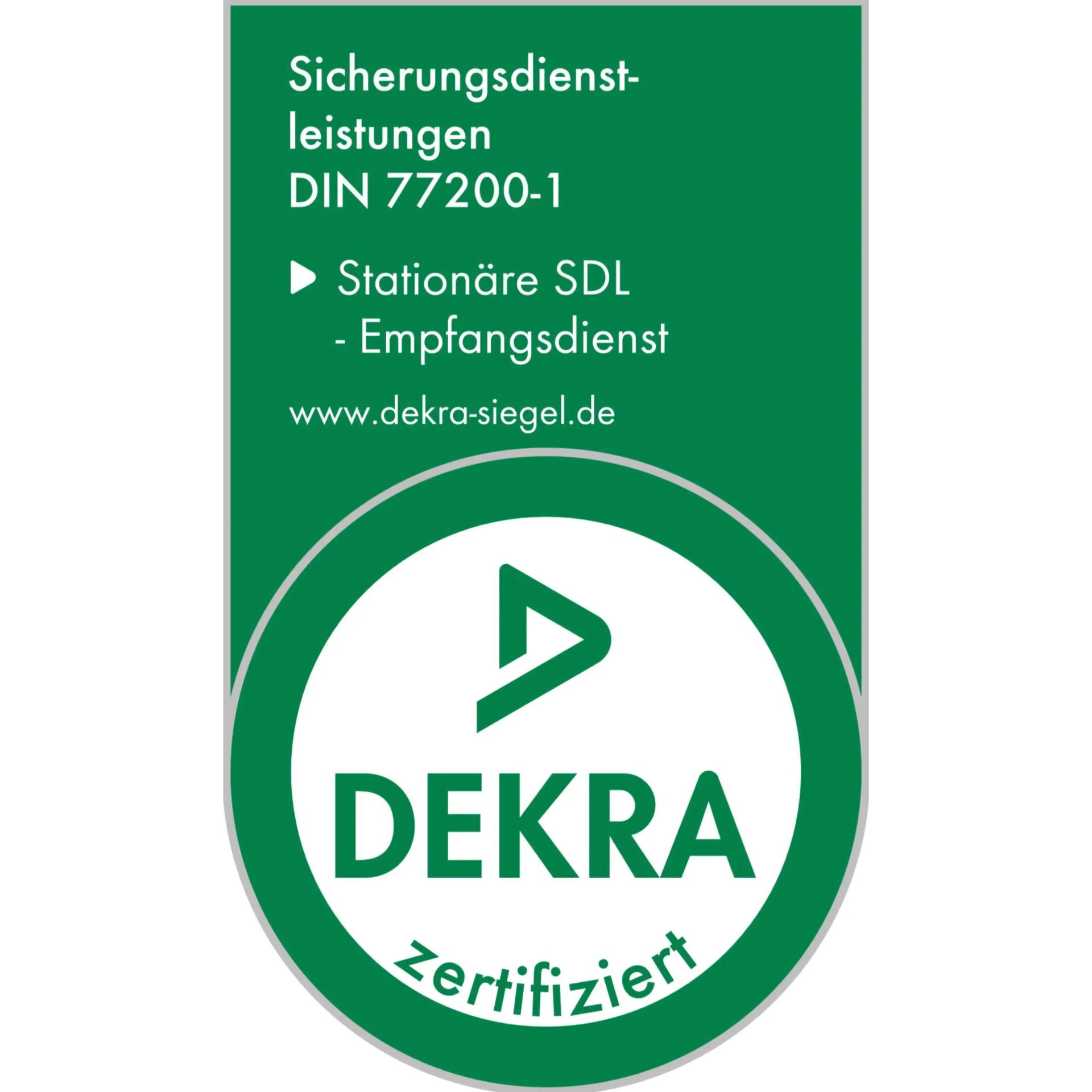 DEKRA Zertifikat DIN 77200-1 Sicherungsdienstleistungen